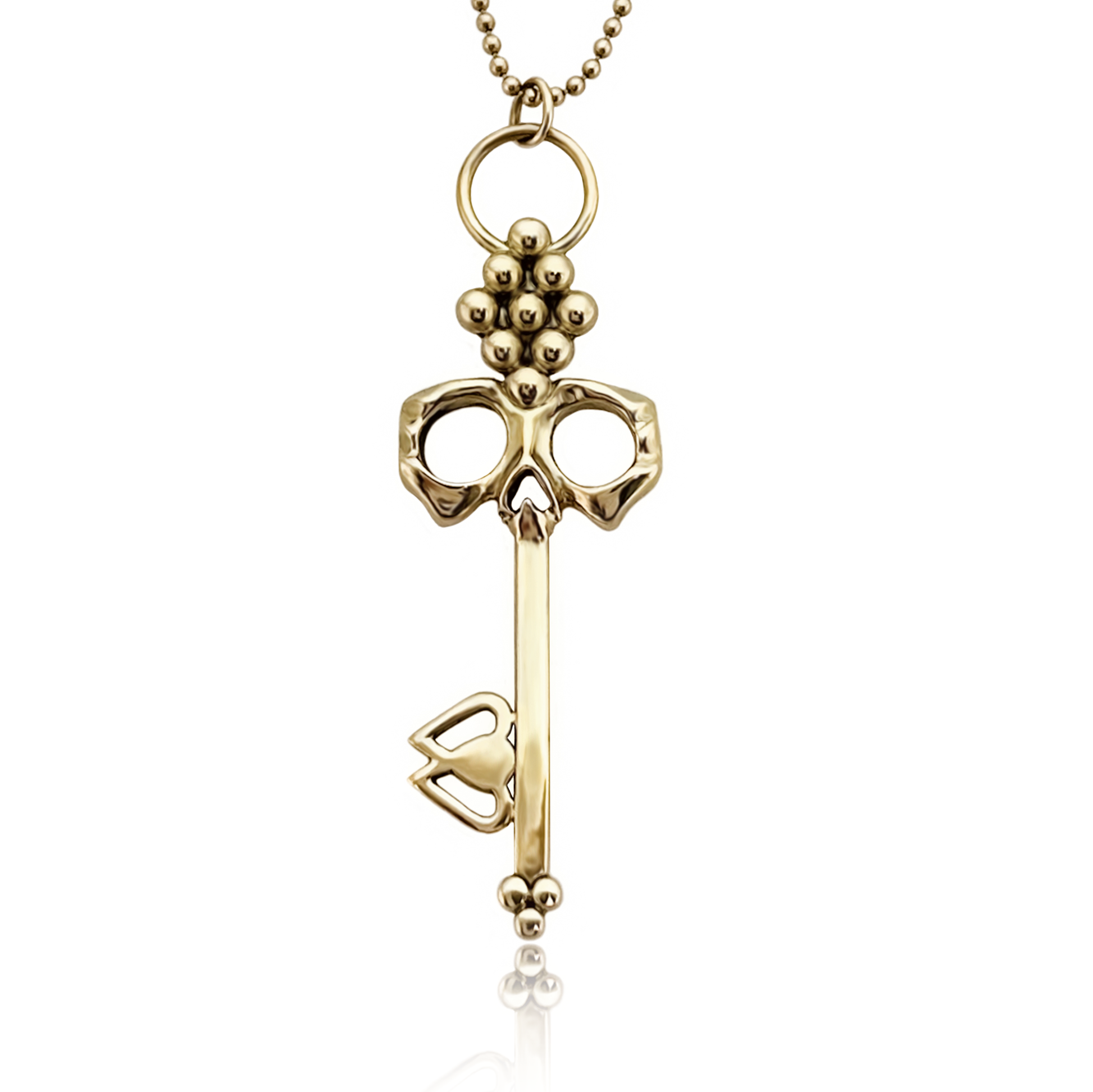 14K gold Skull Key Necklace 