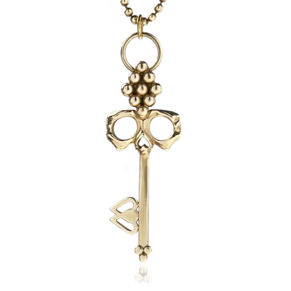 Brass Skull Key Necklace