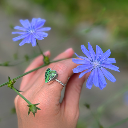 Green Turquoise Heart Stacker Ring