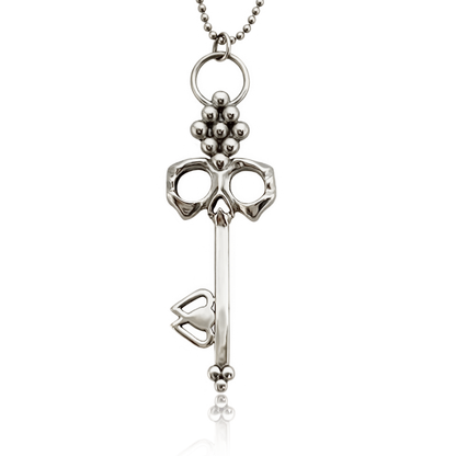 Sterling Silver Skull Key Necklace