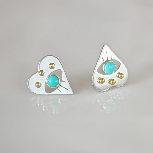 Evil Eye Heart Earrings with Turquoise